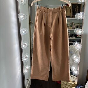 Stylish Tan Wide-Leg Trousrr Pants